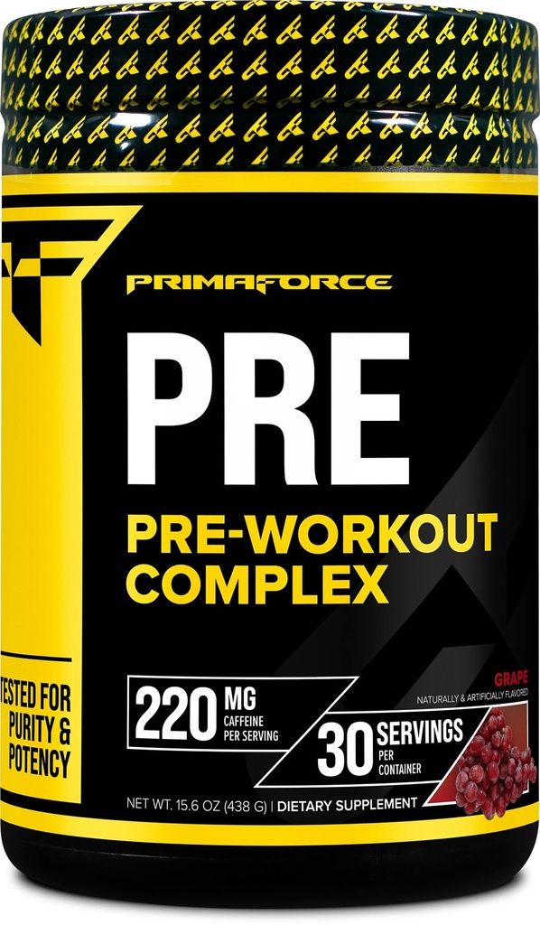 Primaforce Pre-Workout Complex Powder (Grape, 30 서빙) - 운동 루틴 향상을위한 피트니스 보충, 438g
