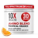 10X 건강 아미노산 - EAA & BCAA 분말의 30의 서빙, 필수 아미노산 보충교재를 가진 전 운동 BCAA - , 근육 지원, 힘, 에너지 - 열대 오렌지를 위한 BCAAs & EAAs