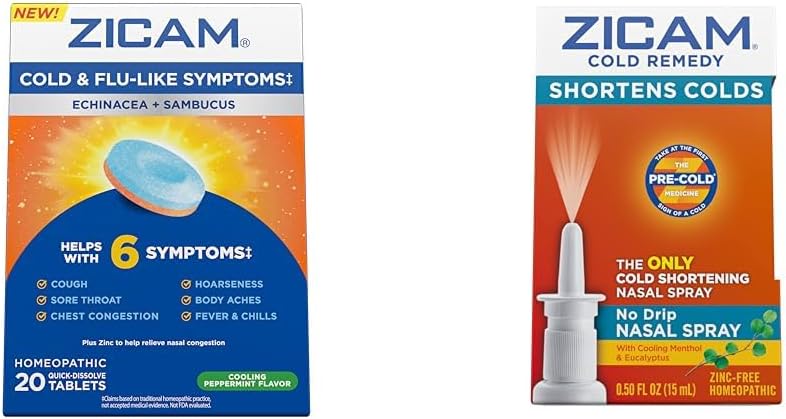 Zicam 감기 & 유출 증상 20의 정제 및 냄새 나살 살포 찬 Remedy 0.5 Ounce