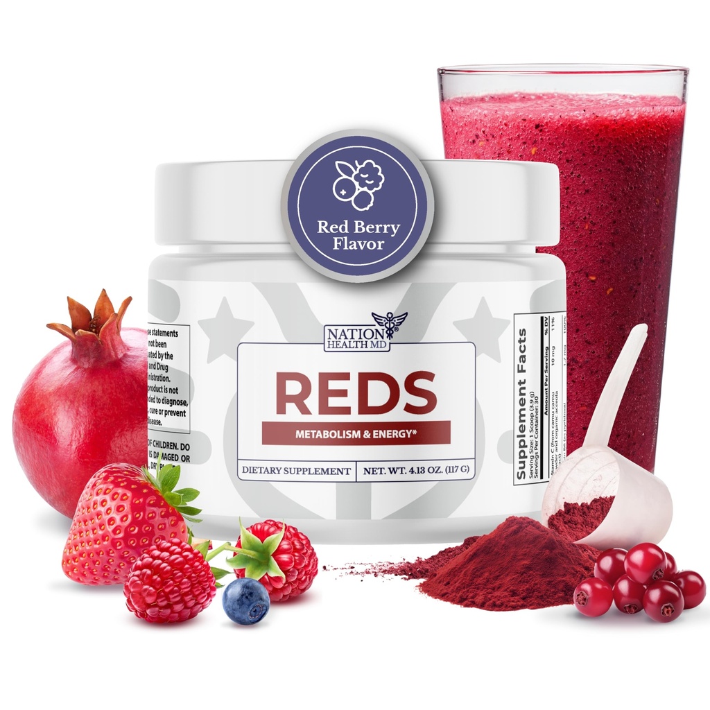 Reds - 39 Superfoods, Antioxidant-Rich Red Powder Superfood, Probiotics & Digestive Enzymes for Energy, Metabolism & Gut Health - Red Berry 풍미