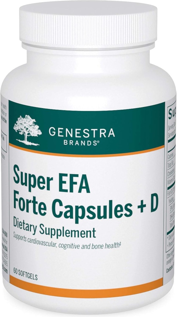 Genestra 브랜드 슈퍼 EFA Forte 캡슐 + D | 인지, 심혈관 및 관절 건강 지원 물고기 오일 공식 | 60 Softgels