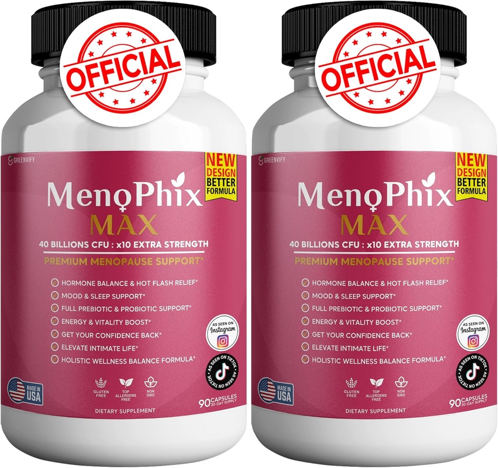 MenoPhix Max Premium Menopause 지원 보충교재, 40의 지위 CFU의 여분 힘, 180의 캡슐 (2)