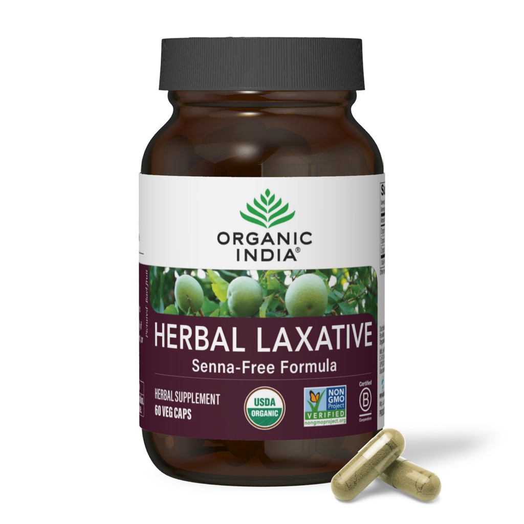 ORGANIC INDIA 초본 Laxative 보충교재 - 변비, 여자와 남자를 위한 초본 Laxative 캡슐, 변비 기복 - USDA에 의하여 증명되는 유기, 비 GMO, 채식주의자 - 60의 캡슐을 위한 자연적인 Laxative