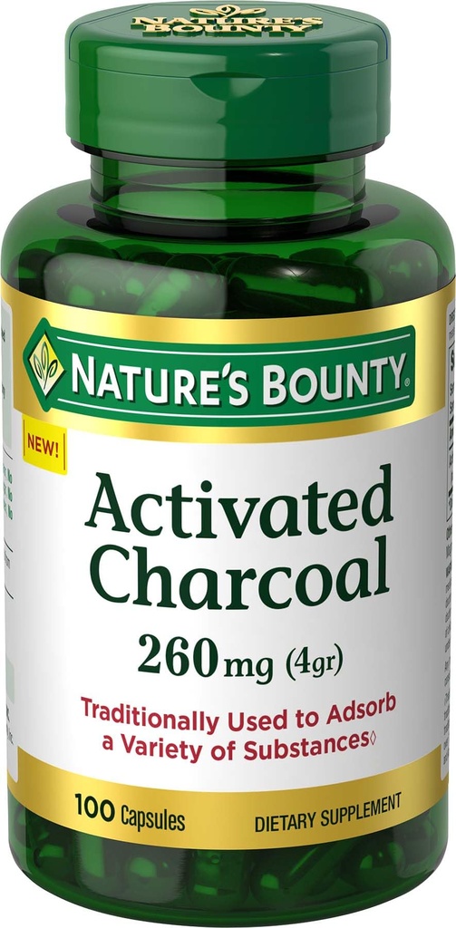 자연의 Bounty 활성화된 목탄 260 mg, 100 캡슐, 건강한 생활을 지원하기 위하여 규정식 보충교재