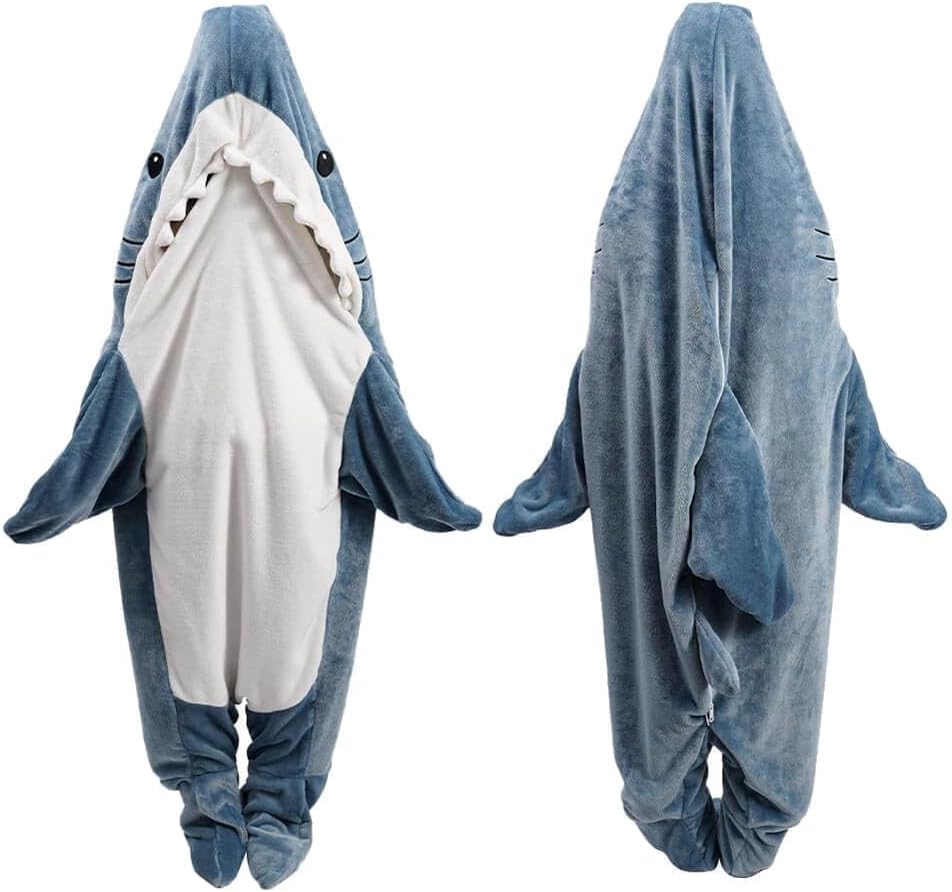 Shark Blanket Hoodie Onesie, Shark Onesie 성인, 성인을위한 Shark 침낭 (XXL)