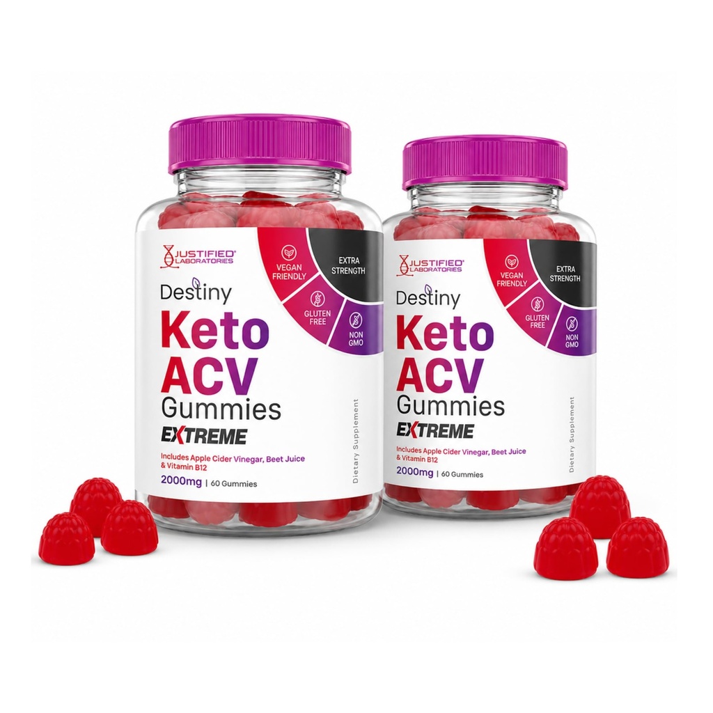 Justified Laboratories (2 팩 Destiny Keto ACV Gummies Extreme 2000MG Destiny Keto Gummies 고급 공식 사과 Cider Vinegar 와 Pomegranate Beet 주스 분말 B12 Vegan 비 GMO 120 Gummys