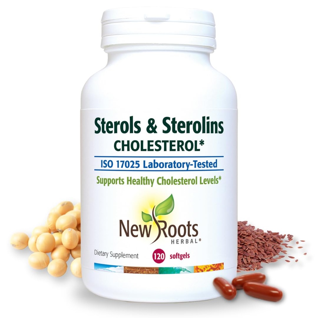 새로운 ROOTS HERBAL 식물 Sterols와 유기 Flaxseed를 가진 Sterolins 보충교재 | Omega-3s (120 Softgels)의 근원을 가진 Cholesterol 지원을 위한 Stanols 또는 Phytosterols