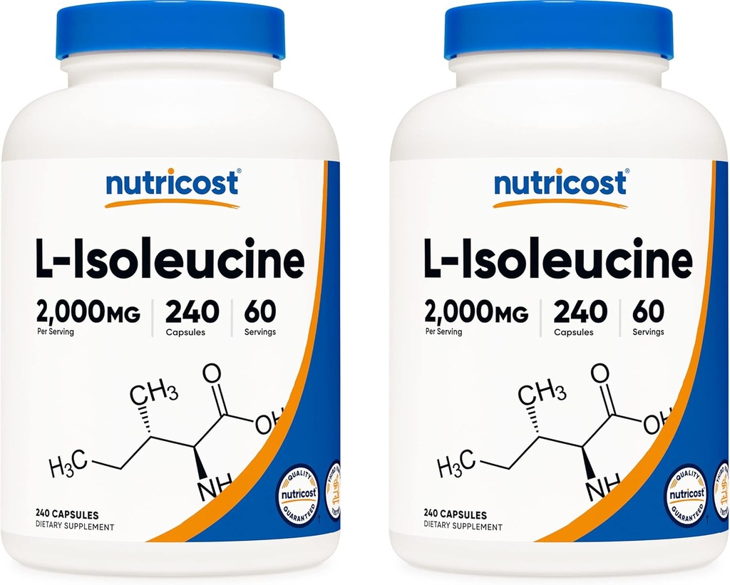 Nutricost L-Isoleucine 2000mg, 병당 240 캡슐 (2 병)