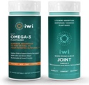 iwi Omega-3 스포츠 및 관절 오메가-3 번들, 30 서빙, Vegan Plant-Based 조류 오메가 3, Krill & 물고기 기름 대안, No Fishy Aftertaste