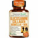 글리세린 교원질 펩티드를 가진 Glucosamine Chondroitin MSM - Quercetin, Bromelain & Boswellia 추출물을 가진 합동 지원 보충교재 - 머리 피부 못을 위한 교원질 알약 - FSA Eligible 120 모자