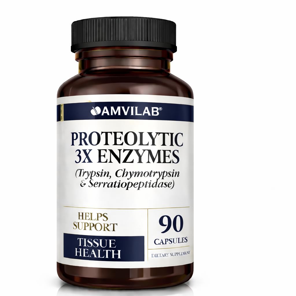 Proteolytic 효소 3X - Trypsin, Chymotrypsin & Serrapeptidase - Tissue Injury의 Edema & Irritation 감소 - Body Wellness & Recovery - 다이어트 보충 - 90 캡슐