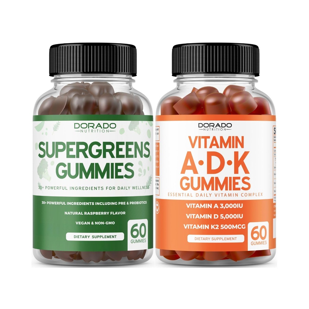 Supergreens Gummies (60 Gummies) Greens는 8 성분 힘 혼합을 가진 보충 교재 - D & K를 가진 성인과 ADK (60 조사)를 위한 Immunity 지원을 위한 Superfood - 10 Vegan 보충교재 - 비 GMO & 미국 만들었습니다