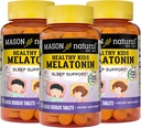 MASON NATURAL 건강한 아이 Melatonin, 아이들을 위해, 건강한 잠, 빠른 행동, 과일 맛을 내는, 60 빠른 용해 정제 (포장 3)