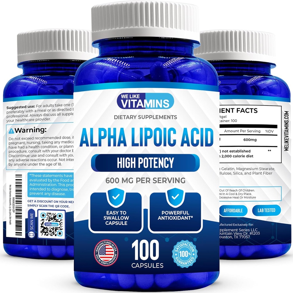 우리는 비타민 알파 Lipoic 산 600mg 캡슐 같이 - 100개의 서빙 - 알파 Lipoic 산성 캡슐은 자유로운 복사 방지를 가진 합동 건강 및 산화 방지제 건강 Along를 지원합니다