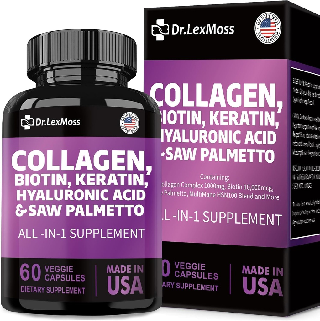 교원질 알약 Biotin Keratin는 Palmetto Hyaluronic 산, 비타민 및 DHT의 남자와 여자 머리 피부 및 못, 60의 캡슐을 위한 비타민 E Folic 산 호박씨 MSM를 보았습니다