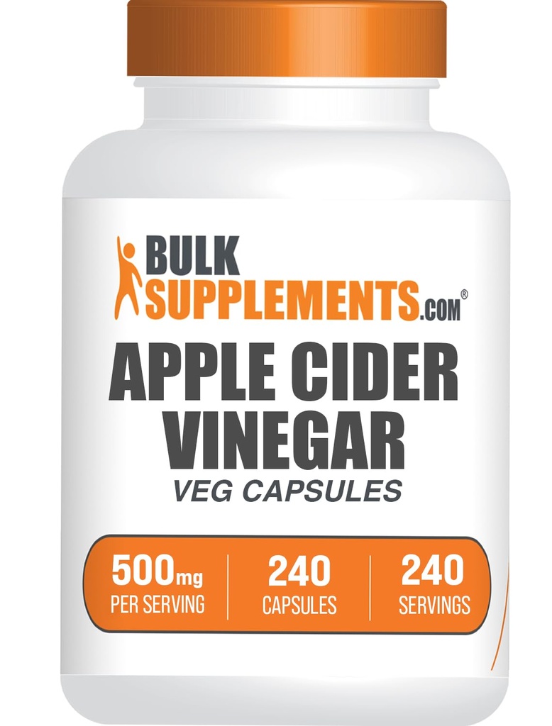 BulkSupplements.com Apple Cider Vinegar 캡슐 - ACV 캡슐, Apple Cider Vinegar 보충제, Apple Cider Vinegar 500mg - 글루텐 무료, 서빙 당 캡슐, 240 캡슐 (팩 1)