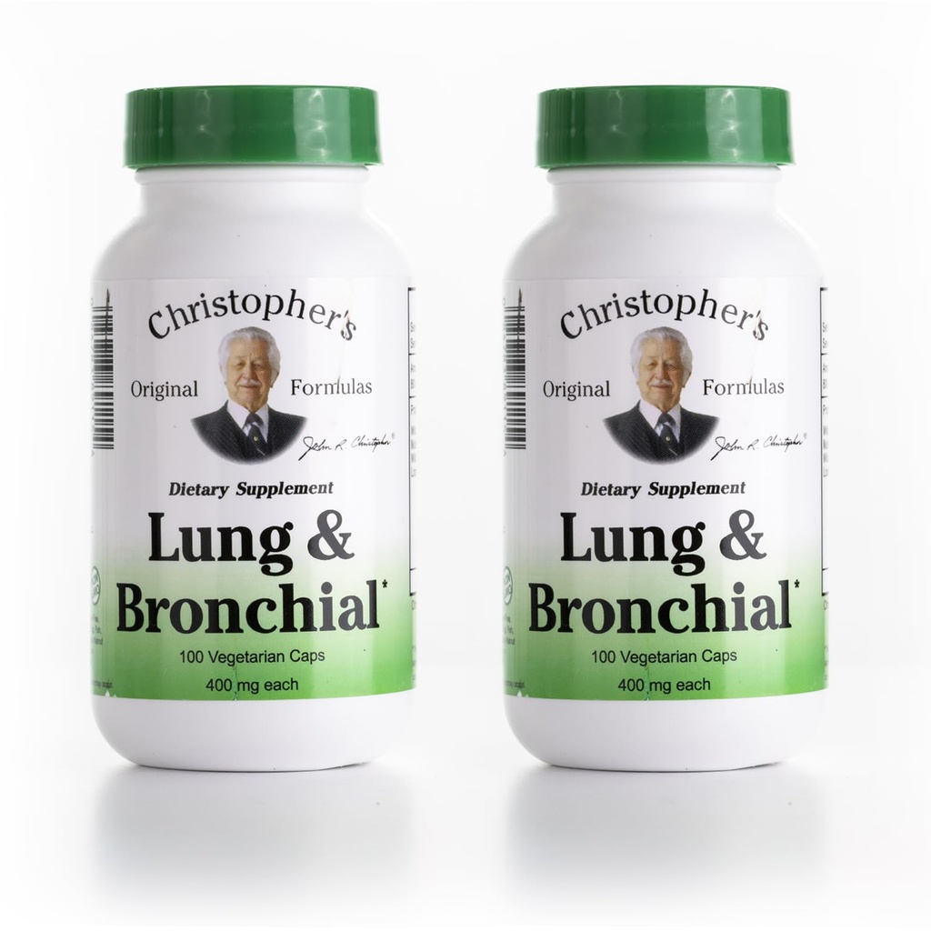 Christopher의 Original Formulas Lung & Bronchial Formula - 덩어리를위한 덩어리 클린 - 허브의 Synergistic 혼합과 호흡 시스템을 지원합니다 - 2 팩