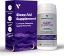 Sleep Support Vegan Supplements (60 캡슐) - 성인 및 어린이를위한 깊은 수면 보조제 - Sleep Calm Food Supplement - 건강한 수면 보조 - 수면에 도움이되는 보충제