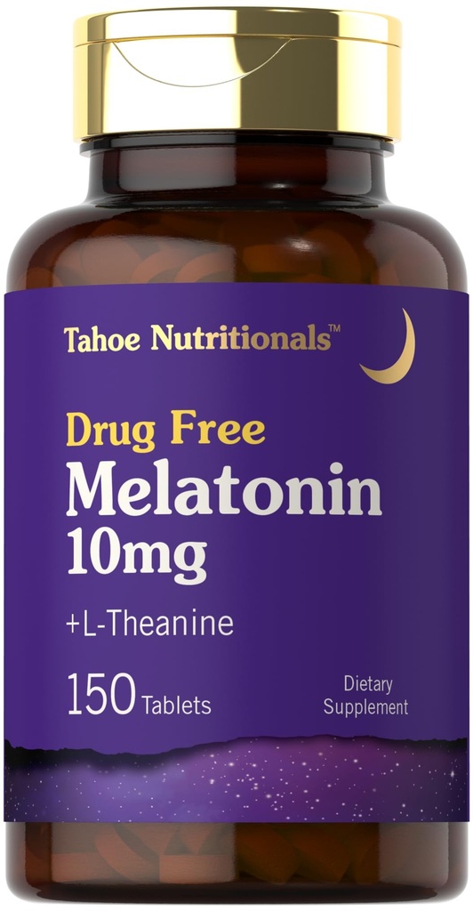 Tahoe Nutritionals Melatonin 10mg | 150 타블렛 | 채식주의, 비 GMO, 글루텐 무료 보충
