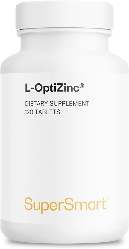SuperSmart - L-OptiZinc 하루 30mg (Patented & Highly Bioavailable) - 아연 Methionine 보충 - 자연 달콤한 맛 | 비 GMO & 글루텐 무료 - 120 정제