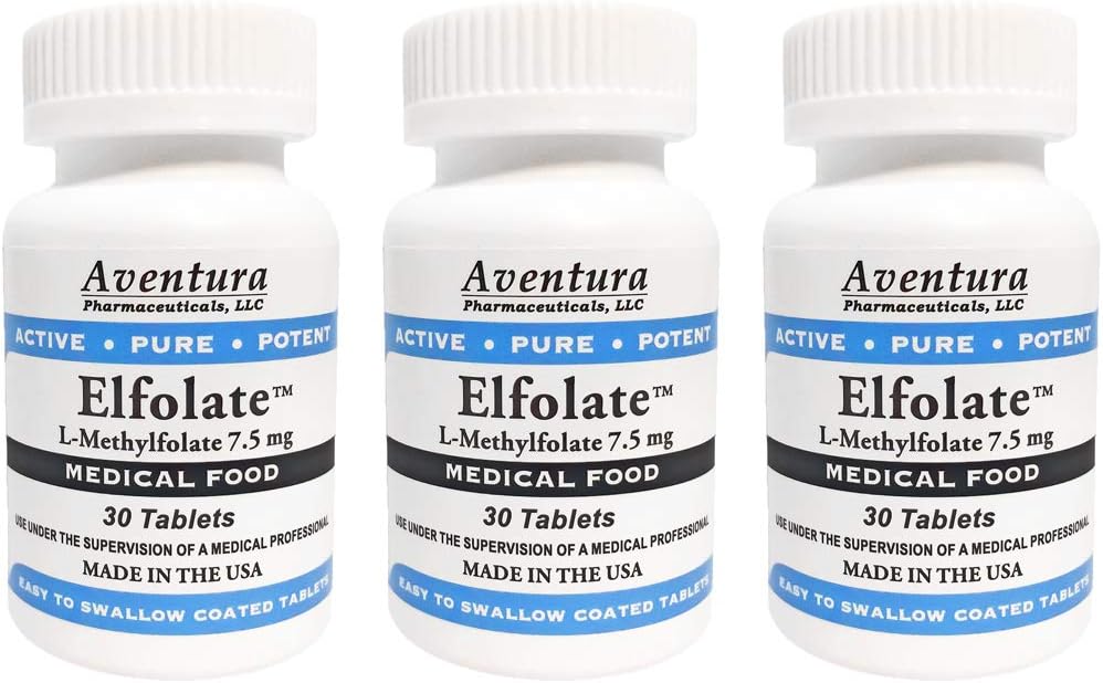 ELFOLATE® 7.5mg 3 팩 L-Methylfolate 메틸 Folate 메틸 Folate 의학 음식 보충교재 직업적인 힘 활동적인 순수한 유력한 30 정제
