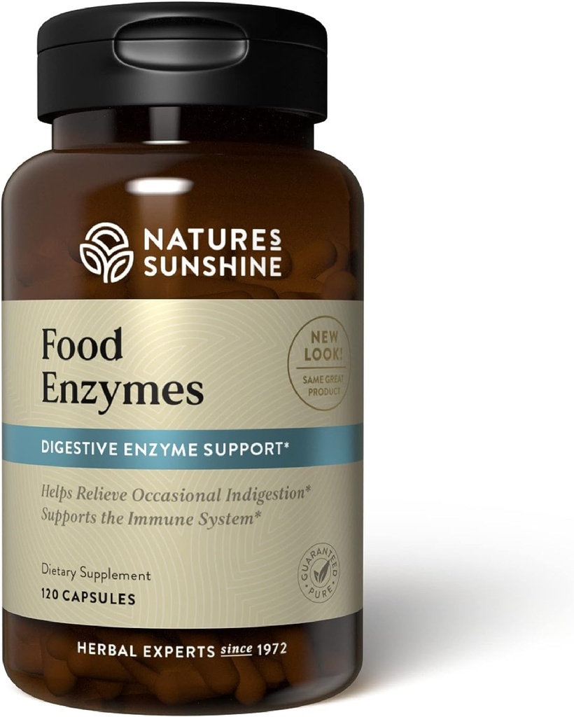 Nature's Sunshine Food Enzymes - 구트 건강을위한 Prebiotics 및 Probiotics와 소화 지원 - 소화 건강 및 구호를위한 소화 효소 보충