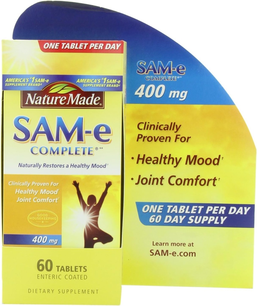 Nature Made SAM-e Complete 400 mg. 태블릿 (건강한 무드 및 합동 안락을 지원하십시오) 가치 크기 60 ct