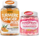 2 팩 Turmeric 생강 Gummies + 1Pack Menopause 보충교재는 Gummies를 채웠습니다