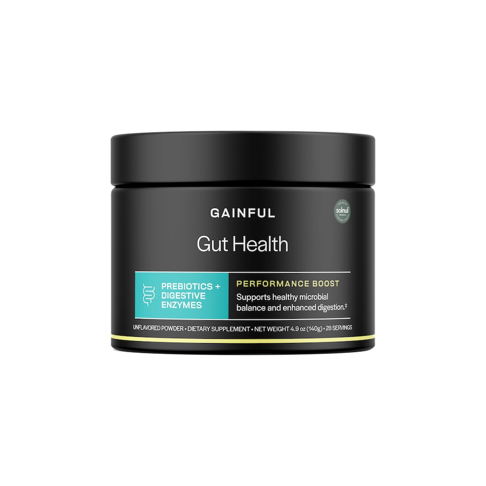 Gainful Gut Health Performance Boost Powder Drink Mix with Prebiotics and Digestive Enzymes Blend, 지원 균형, 매일 소화 건강 및 Gut Health Supplement, Unflavored, 28 서빙