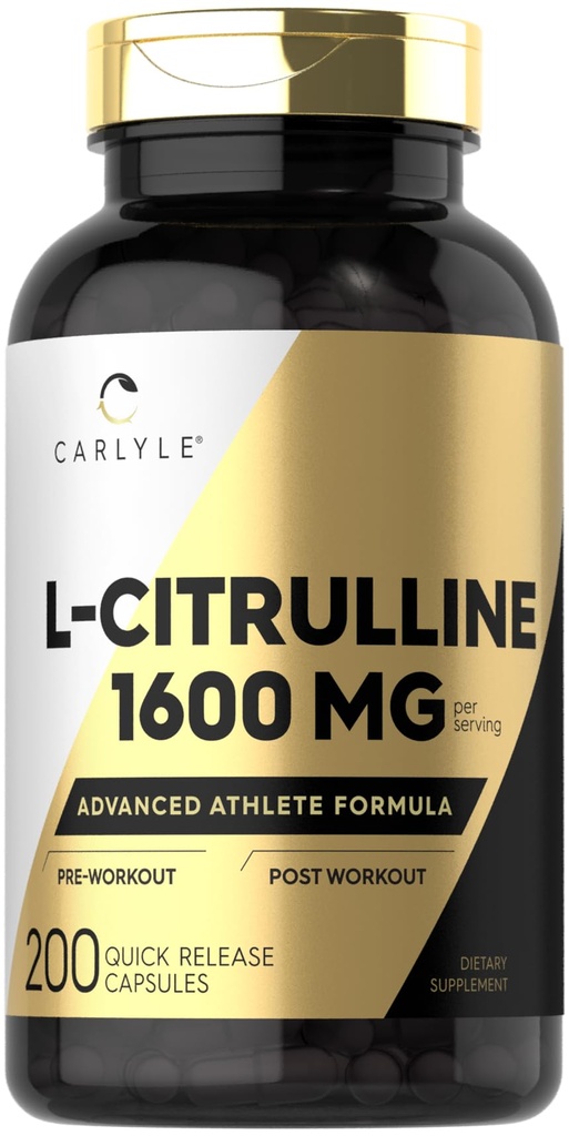 Carlyle L Citrulline 보충교재 | 1600mg | 200의 분말 캡슐 | 남자와 여자를 위해 | 진보된 Athlete 공식 | 비 GMO & 글루텐 무료