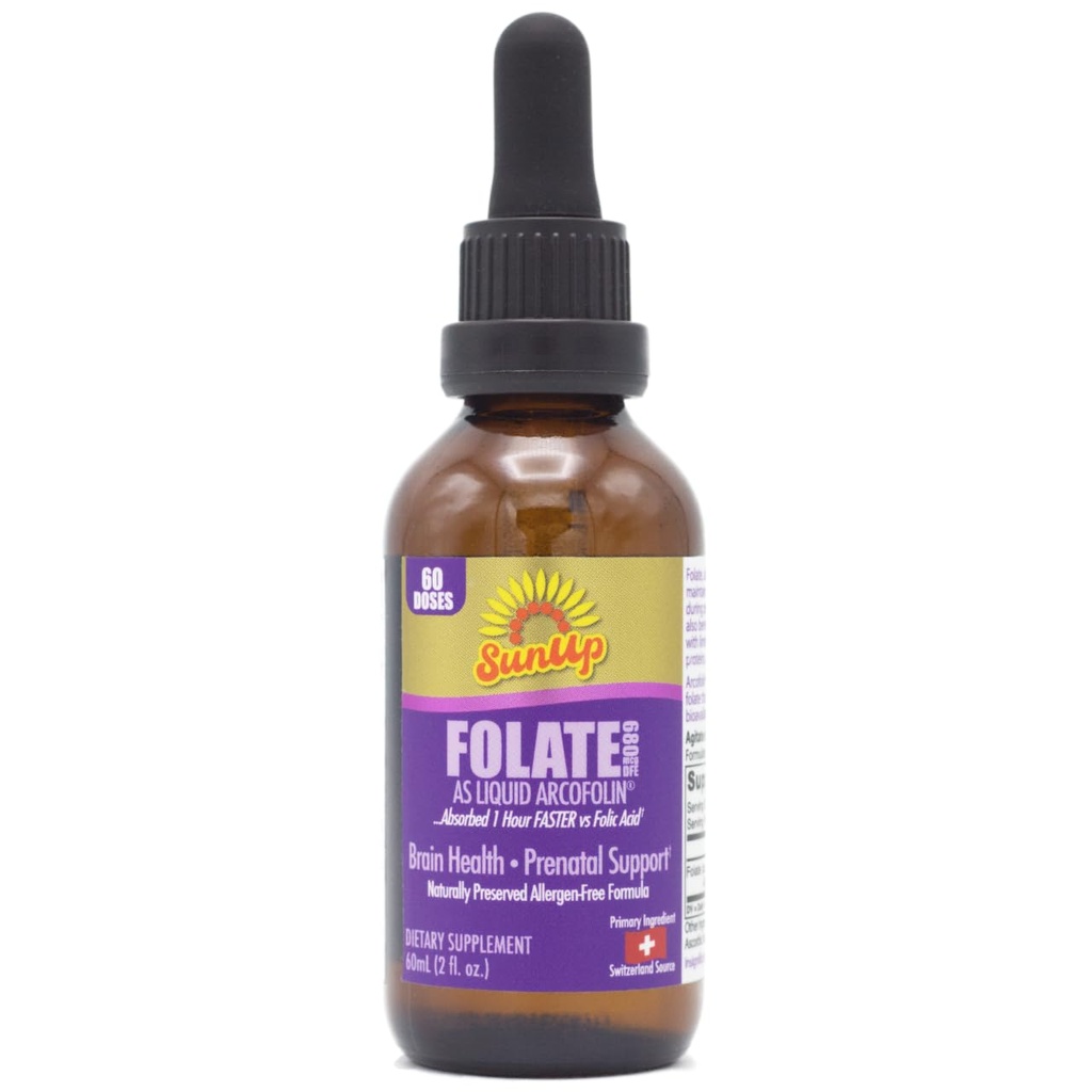 SunUp Liquid Methyl Folate | 스위스 소스 | 천연 포뮬러 | Prenatal + Brain Health Support
