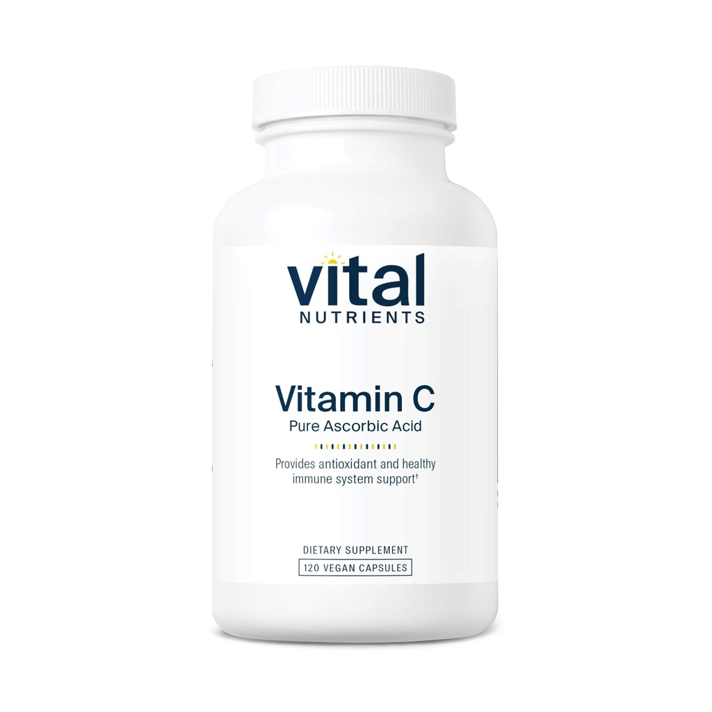 Vital Nutrients 비타민 C 1000mg (100% 순수한 아스코르브산) | 면역 지원과 철 흡수를 위한 Vegan 산화 보충교재 | 글루텐, 낙농장 및 간장 무료 | 비 GMO | 120의 캡슐