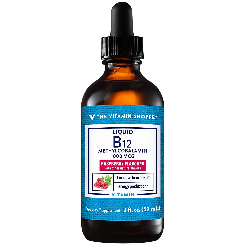 비타민 Shoppe 액체 B12 Methylcobalamin - 에너지 생산 - 1,000 MCG - 라즈베리 (2 fl. oz.)