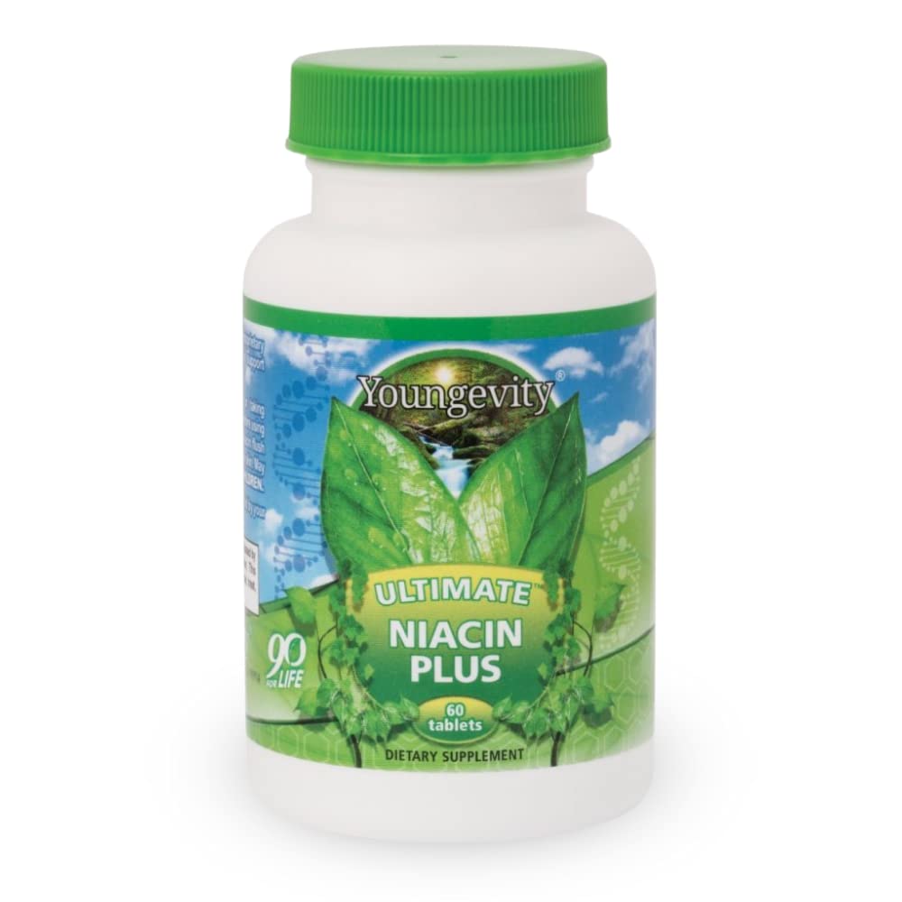 Youngevity Ultimate Niacin Plus TM - Arjuna Bark, Hawthorn Berry, & Nattokinase의 번식 혼합 500 mg - 60 정제 (팩 1)