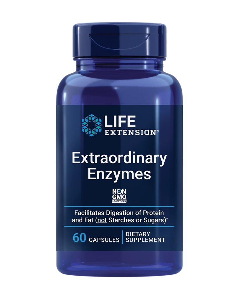 수명 연장 Extraordinary 효소, 소화 건강 지원, 영양 흡수, 소화 효소, 비 GMO, 60 캡슐