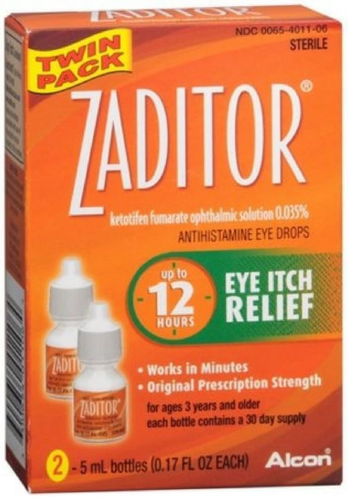 Zaditor 항히스타민 눈 방울 쌍둥이 팩 0.34 Fl oz