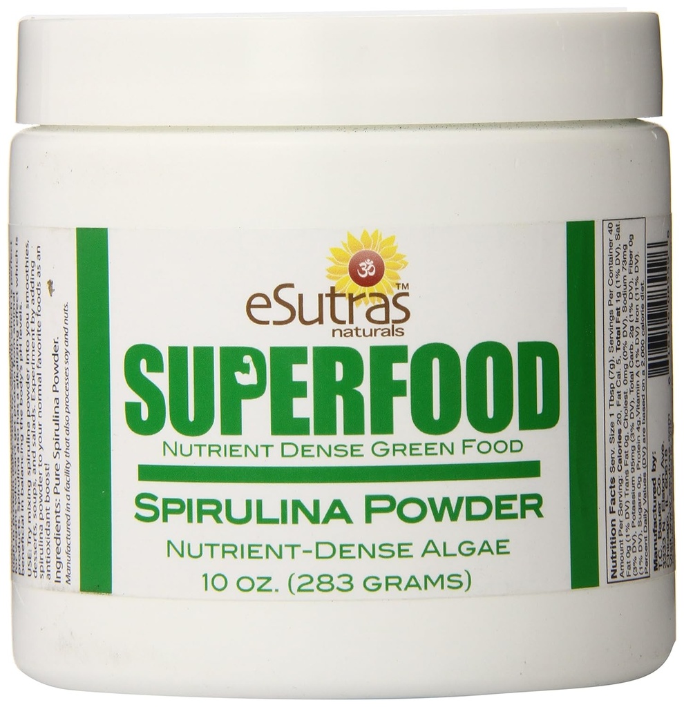Esutras 유기 익지않는 Spirulina, 10 Ounce