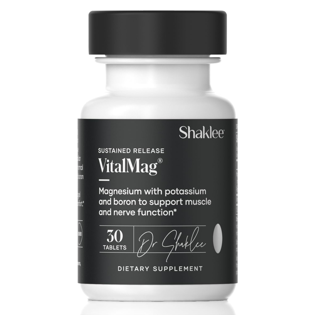 Shaklee -Sustained Release VitalMag - Nerve, 근육 및 심장 건강을위한 마그네슘 보충 - 칼륨 및 보론 혼합 - 심장 혈관 건강 지원 - 쉬운 소화 - 30 정제