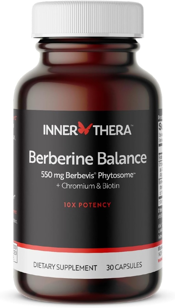 Berberine, 550 mg 특허 Berbevis Berberine Phytosome Plus Biotin 및 Chromium, 향상된 흡수, 글루텐 무료, Vegan, 30 Veggie Caps
