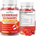 Berberine Gummies,Sugar 무료 2000mg 높은 Potency Berberine HCI 보충교재, 플러스 Ceylon Cinnamon, 여성 & 남자를 위한 우유 이틀, 면역 체계 & 대사 지원 - 60 Gummies