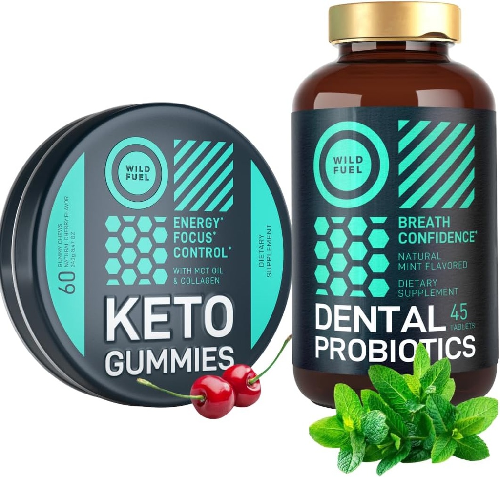 WILD FUEL 구두 Probiotics for Oral Health and Keto Candy with MCT Oil Bundle