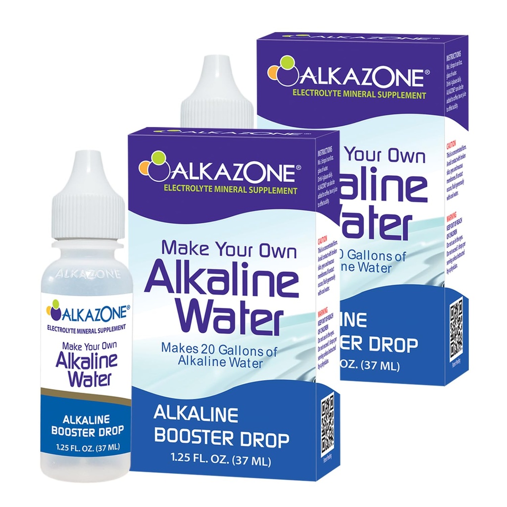 ALKAZONE 자신의 알칼리성 물 만들기 - 알칼리성 부스터 드롭 1.25 oz (2 팩)