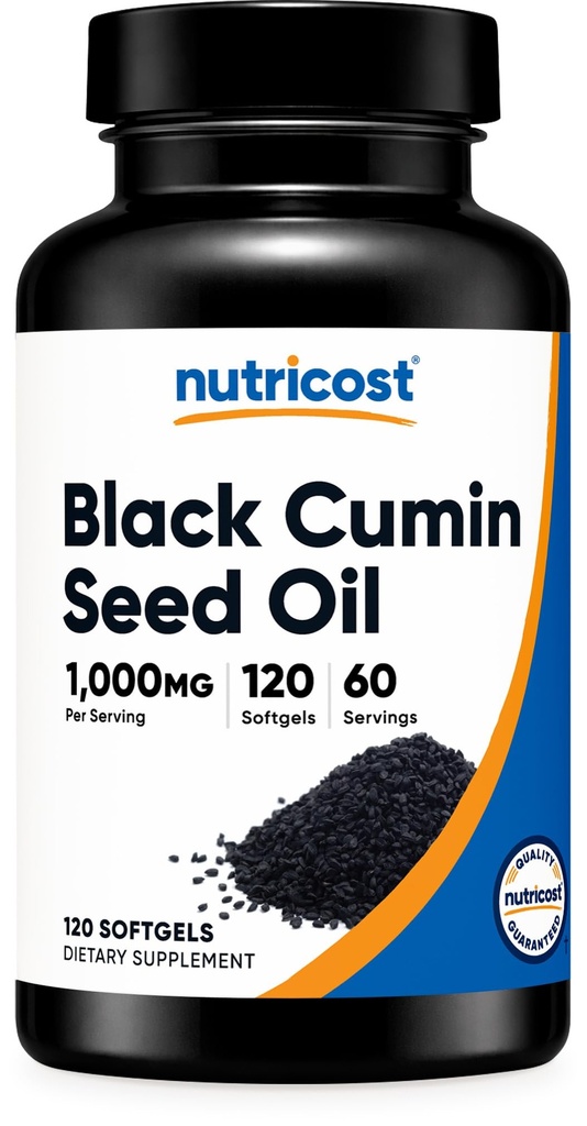Nutricost Black Seed Oil (Cumin) - 냉각 프레스, 오메가의 소스 3 6 9-120 Softgels, 1000mg 서빙 당, 60 서빙 - 비 GMO 및 글루텐 무료