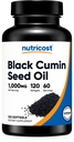 Nutricost Black Seed Oil (Cumin) - 냉각 프레스, 오메가의 소스 3 6 9-120 Softgels, 1000mg 서빙 당, 60 서빙 - 비 GMO 및 글루텐 무료