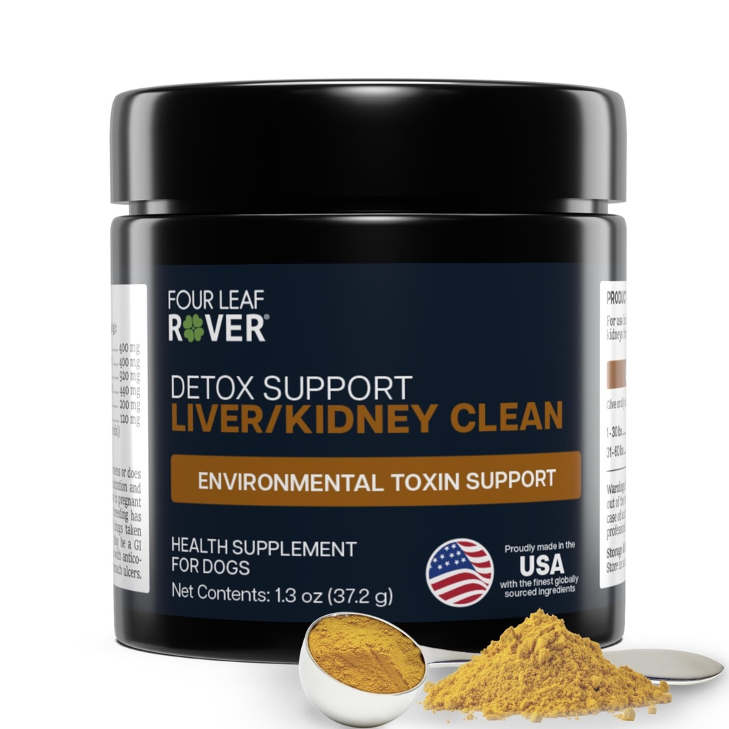 4 잎 Rover Dog Liver Support - 유기농 우유 이틀 및 버섯 - Kidney Support - Detox & Cleanse - 수의 공식화