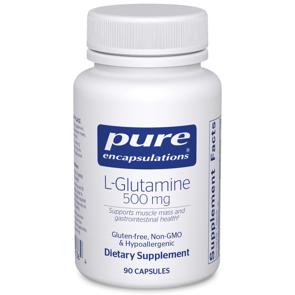 순수한 캡슐화 L 글루타민 500 mg - 면역 및 소화 지원, Gut 건강 및 안대기, Metabolism 및 근육 지원 * - Free-Form L 글루타민 - 90 캡슐