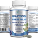 Adaptogen 스트레스 완화 면역 지원 공식 - Ashwagandha, Astragalus, Ginseng, Holy Basil, Rhodiola, Amla, Maca, Schisandra, Non-GMO와 Adaptogenic Adrenal 지원 - 60 캡슐
