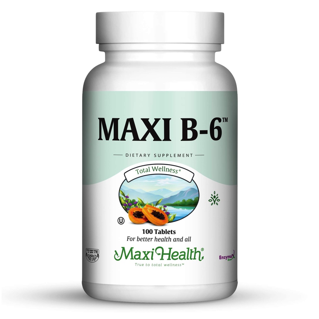 Maxi 건강 B-6 - 비타민 B6-100 mg 심장 혈관 건강 - 100 정제 - 코셔 (100 개, 팩 2)