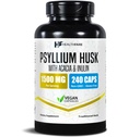 Healthfare Psyllium Husk Fiber 1500mg | 240 Vegan 캡슐 | 추가 강도 섬유 보충 | 소화 건강 지원 | Non-GMO, 글루텐 프리 | 미국제