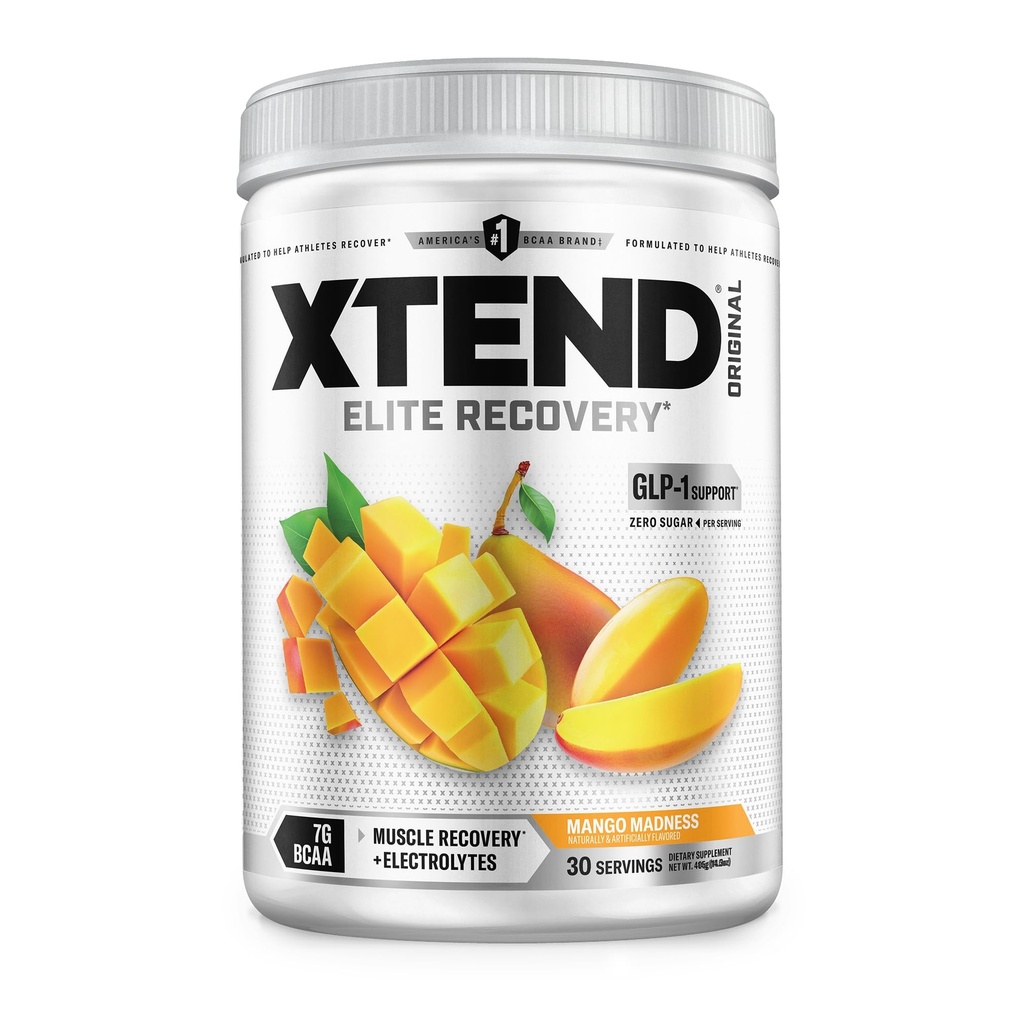 근육 회복 Hydration와 Lean 근육, 설탕 자유로운 Intra 및 포스트 운동 음료를 위한 Xtend 본래 BCAA 분말, 7g BCAAs 및 2.5g L 글루타민, 망고 광기, 30의 서빙